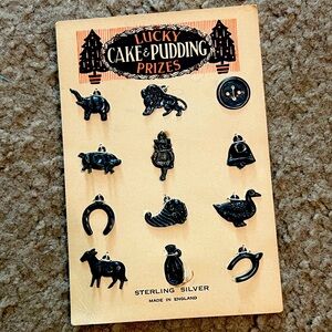 Vintage sterling silver Lucky Cake and Pudding Prizes